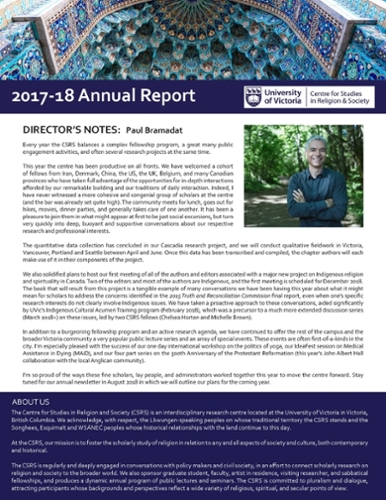 CSRS 2017-18 Annual Report, page 1